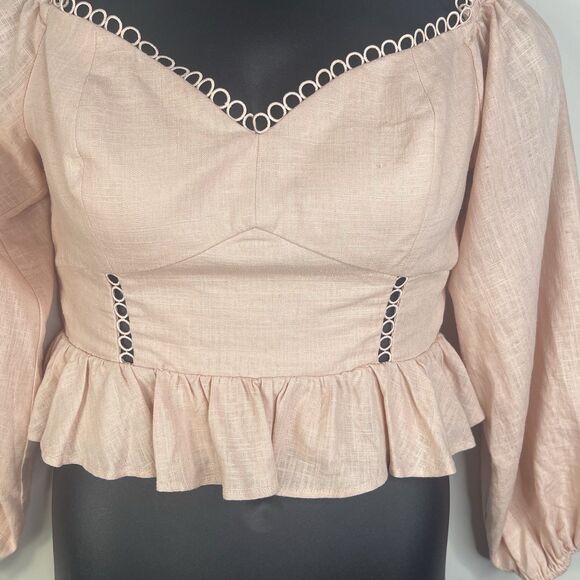 NWT Express Crop Milk Maid Top Blouse M Peach Cottagecore Coquette Feminine - Picture 3 of 9